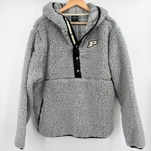 Purdue Boilermakers Women's XL Gray Hooded Fleece Pullover Cozy Sherpa NWT